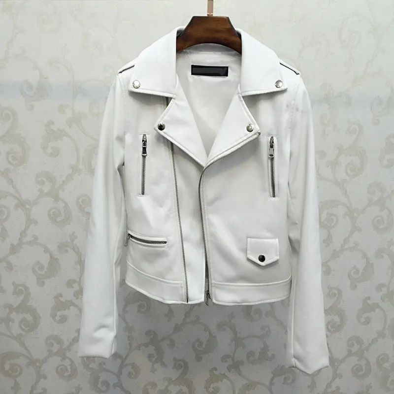 Veste en cuir moteur blanc femme manteau 2019 manteau femmes PU Faux basique Biker dame vêtements d'extérieur printemps automne vêtements d'extérieur automne vêtements haut