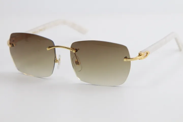 Produttori all'ingrosso Occhiali da sole senza montatura Plank 8100905 Occhiali da sole quadrati grandi Montatura in metallo semplice per il tempo libero Occhiali Angolati Tniangle Eyewear