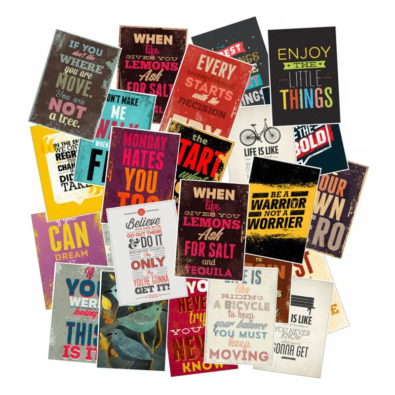Waterproof Inspirational Motto Cartoon PVC Stickers for Luggage Travel ...