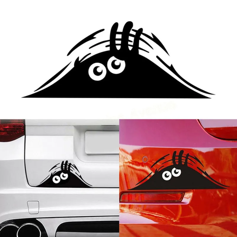 Zwarte Auto Styling Accessoires Reflecterende Mode Grappige Gluren Monster Auto Sticker Vinyl Decal Versieren Waterdichte Stickers