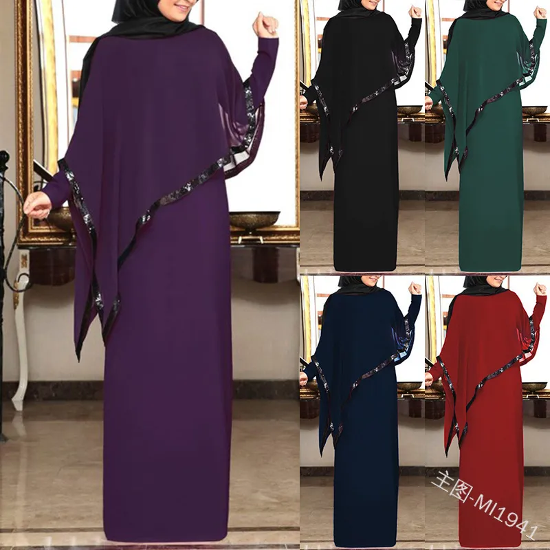 이슬람 쉬폰 아바야 기모노 히 자브 드레스 케이프 아랍어 두바이 아프리카 여성 파키스탄 Caftan Marocain Kaftan 카타르 이슬람 의류