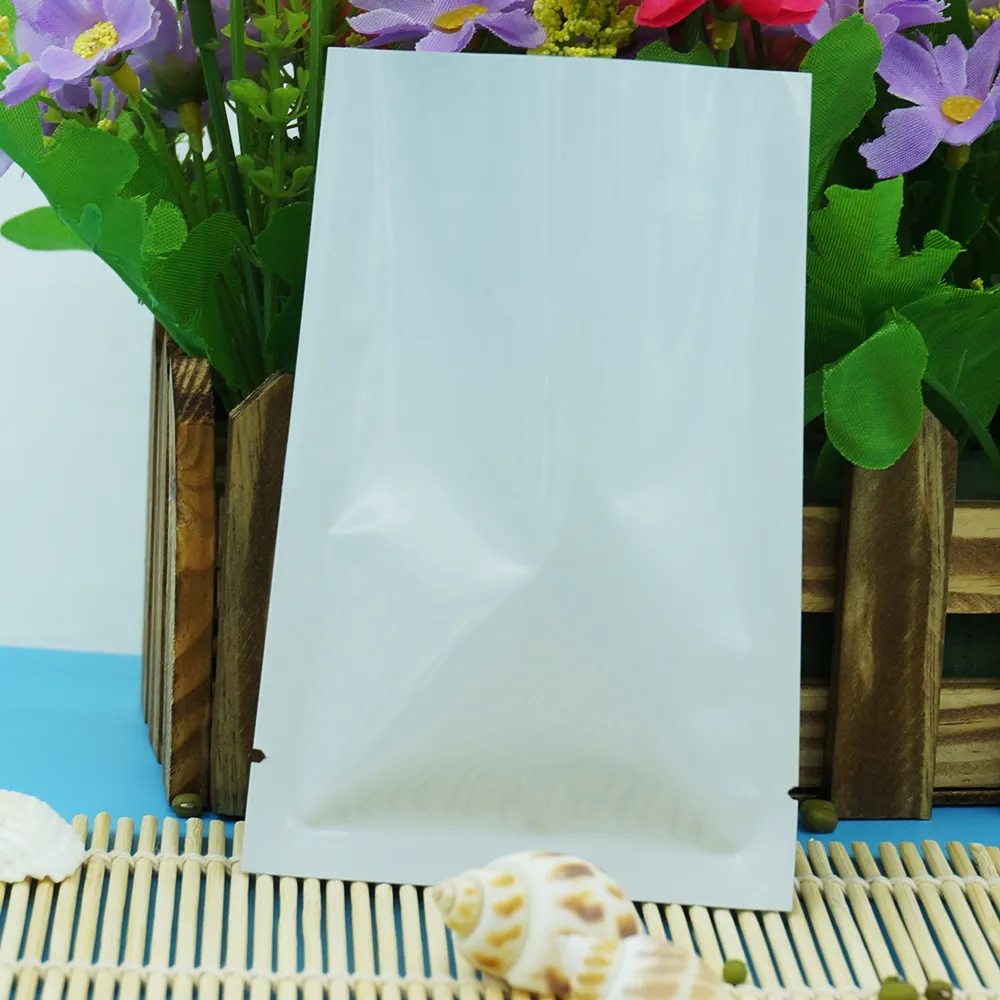 12x18cm, 200 sztuk / paczka x biała folia aluminiowa zwykły torby-hurtowa aluminiowana mylar suche pakowania owoców ping kieszonkowy, ciepła top otwarte torby uszczelniające
