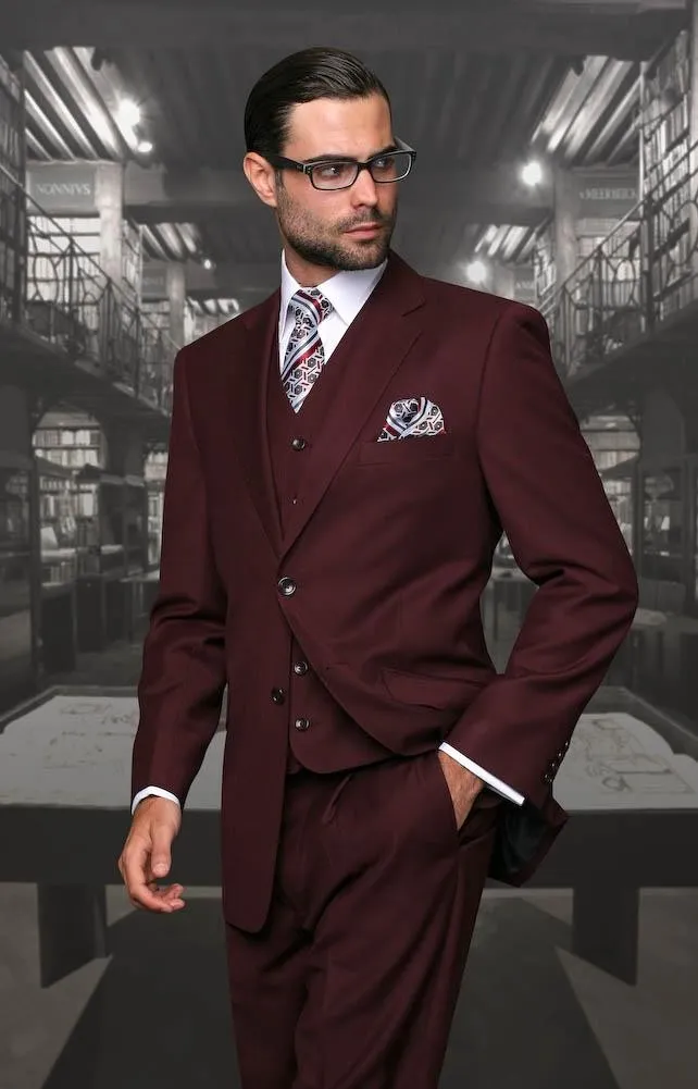 Borgonha Noivo Smoking Notch Lapela Groomsman Casamento 3 Peça Terno Moda Masculina Business Prom Party Blazer Jaqueta (Jacket + Pants + Tie + Vest) 2503