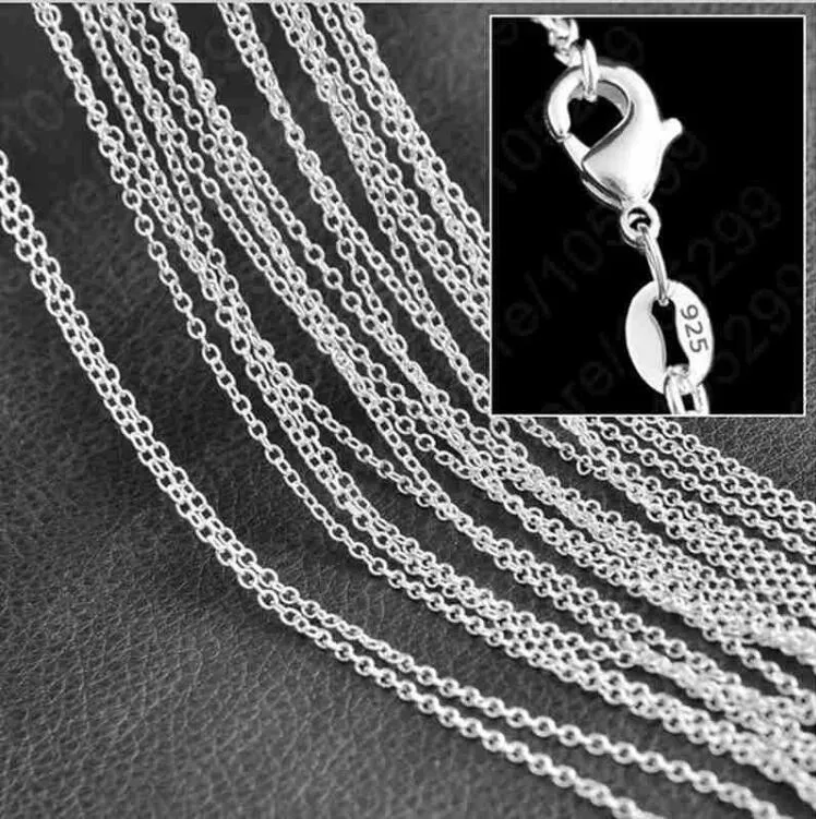 Nuova collana a catena sottile placcata in argento sterling 925 misura 1mm 16-24 pollici SC01 Catenacci per aragosta da donna placcati in argento caldo 925 gioielli a catena liscia