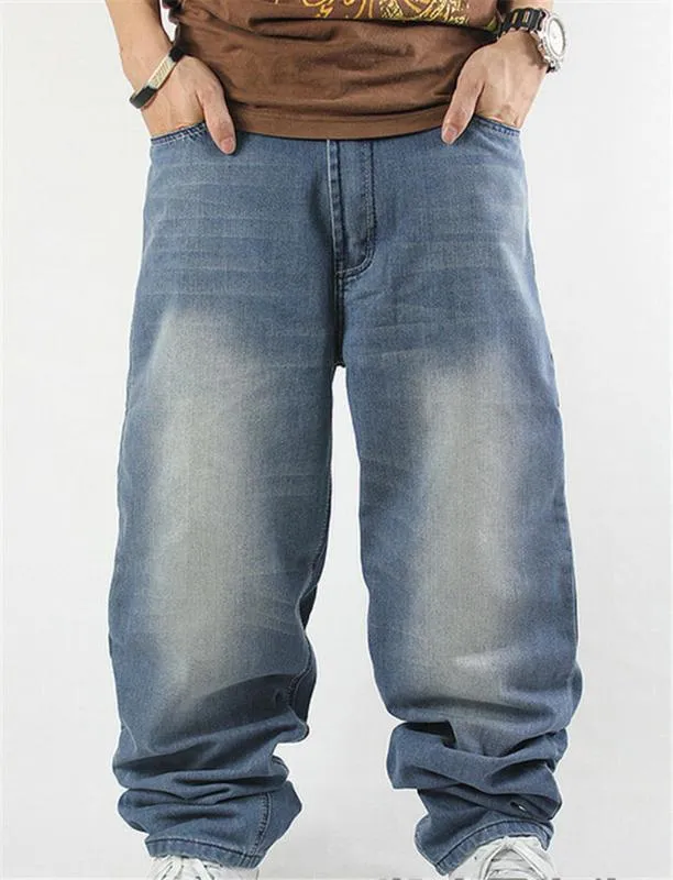 Hrem estilo grandes jardas jeans masculino novo hip hop baggy jeans hip solto calças retas calças casuais long263u