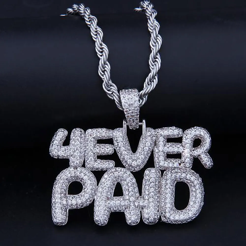 Iced Out CZ Bling 4everpaid Hängsmycke Halsband Ms Micro Pave Cubic Zirconia Simulerad diamanter Halsband Foreverpaid