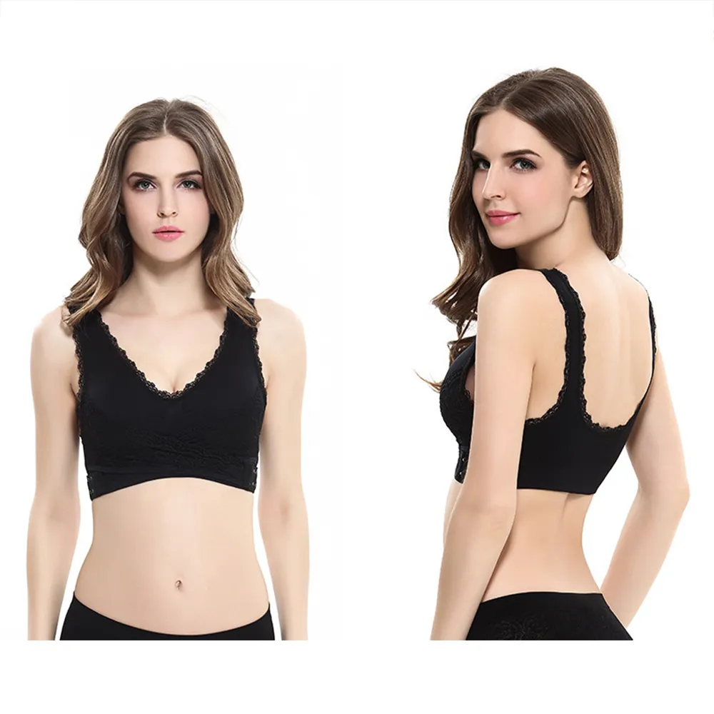 Floral Lace Seamless Posture Correcting Sports Bra With Wireless