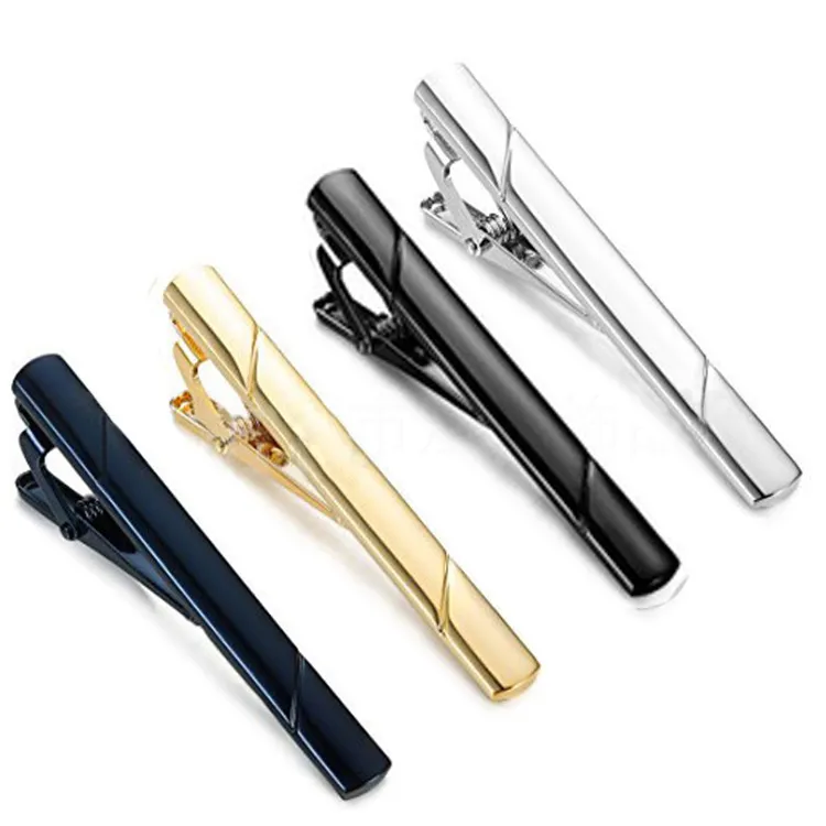 Twill Stripe Tie Clips Shirts Business Suits Black Gold Ties Bar Clasps Fashion Jewelry for Men Gift Will and Sandy Drop Ship 070037