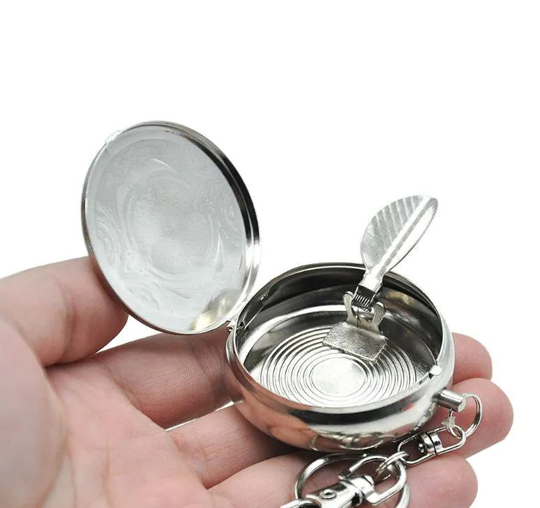 Mini Portable Metal Small Ashfray Round Environmental Ashfray med nyckelring