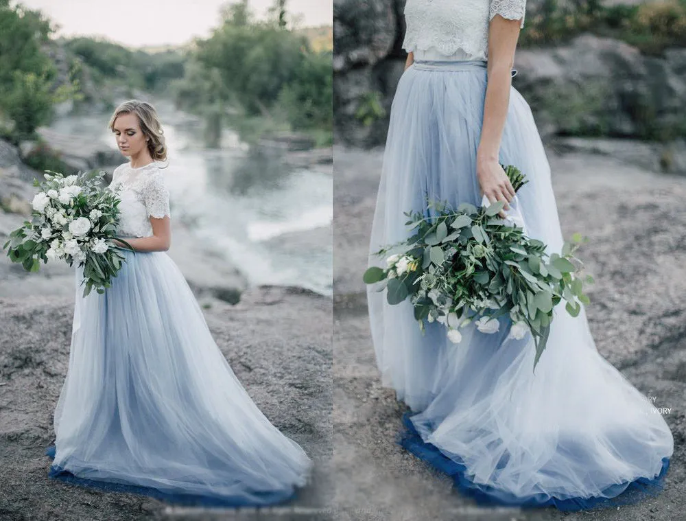 dusty blue wedding dress