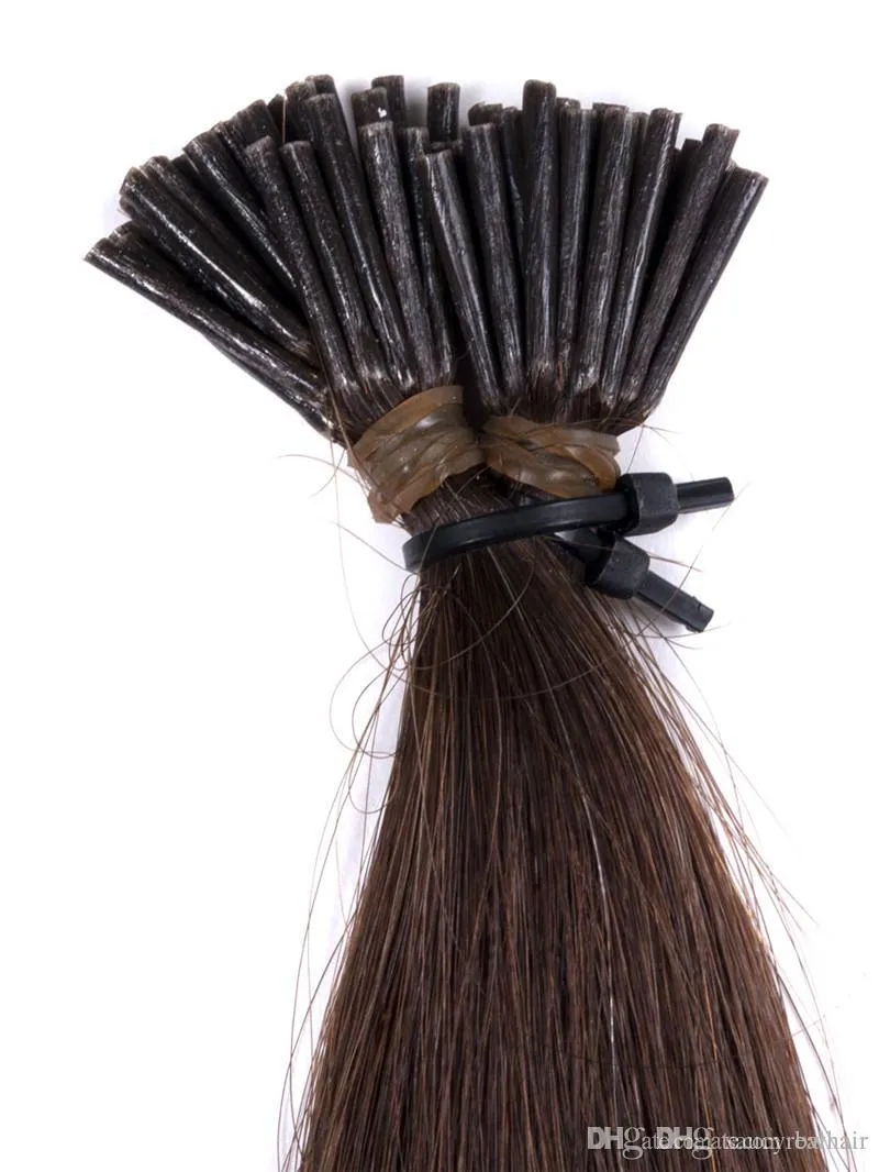 300strands 150g Установите Предоведенное бразильское REMY English Удлинитель для волос для волос I Прилипайте наконечник Темно-коричневый Цвет 2 0 5G Strand Бесплатный DHL