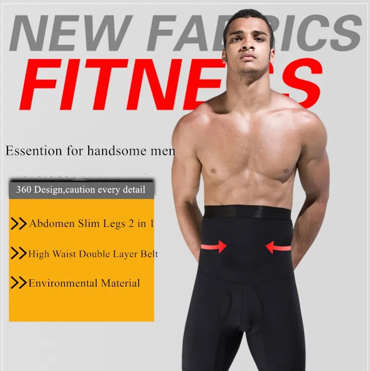 High Waist Tummy Control Mens Compression Body Shaper Pants For