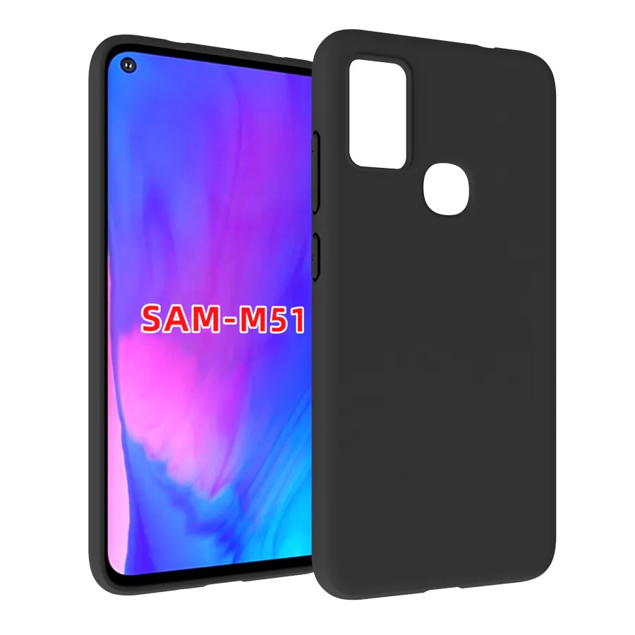 Czarny Pudding Niepoślizgowy Matowy Miękki Odporny na wstrząsy TPU Gel Case dla Samsung Galaxy M51 M10 M20 M30 M31 M30S A10S A20S A60 A70S