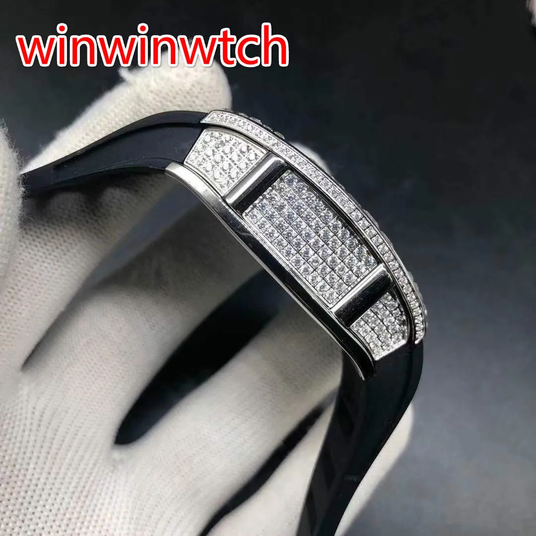 NOUVELLE mode 51-02 Diamants montre pour hommes en acier inoxydable montre-bracelet étanche en argent boîtier en diamant 38 45mm mouvement automatique w321S