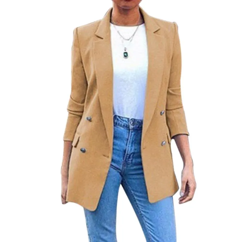 Womens Suits & Blazers Plus Size Ladies Long Blazer Jacket Womens Fashion  Solid Double Breasted Office Coats Female Business Overcoat From Luweiha,  $25.71