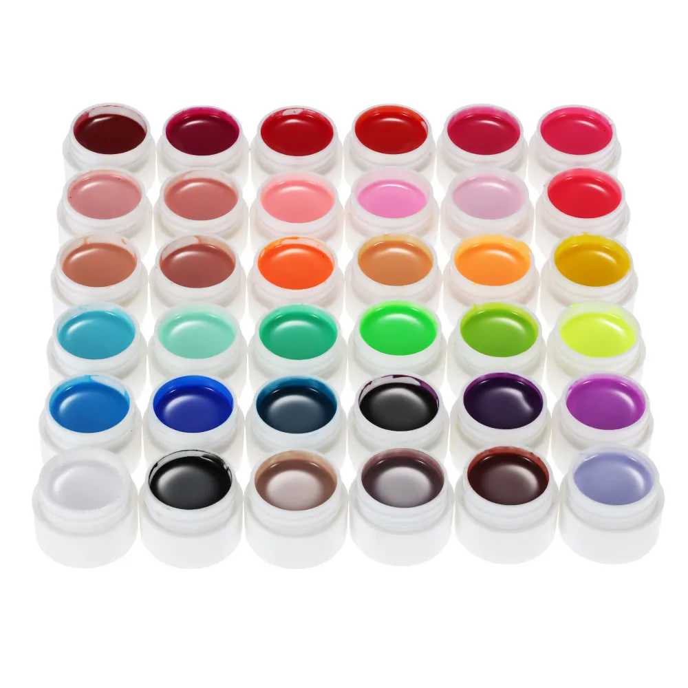 36pcs Nail Art UV Gel Polish Paint Solid Glue Pigment Lacquer Varnish For Manicure Nails Gel UV Colors