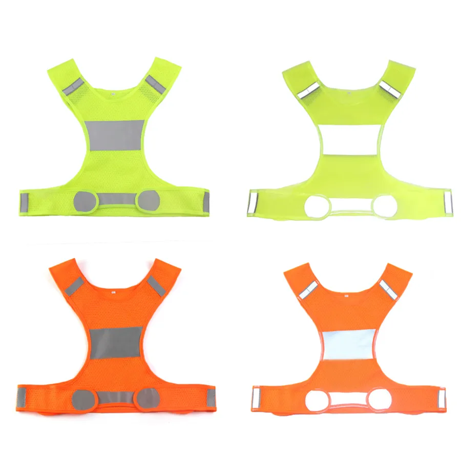 Wholesale Running Cycling Sports Vest Textile Polyester Breathable Night Reflective Vests Customizable Yellow Orange Short Design BH0648 TQQ