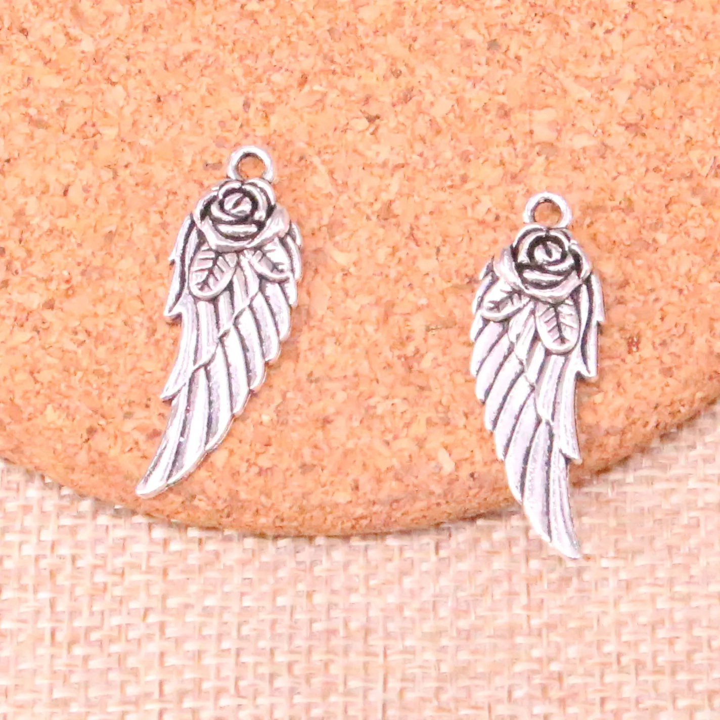 53pcs Charms angel wings flower 30*12mm Antique Making pendant fit,Vintage Tibetan Silver,DIY Handmade Jewelry