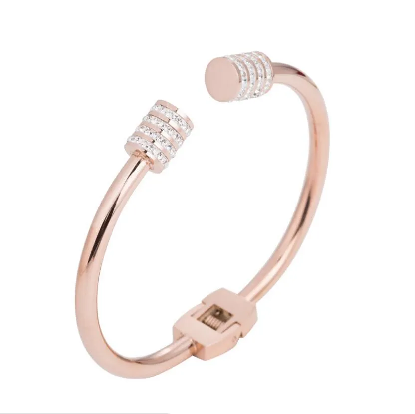 Fashion-r bijoux bracelets en acier titane couleur or rose bracelets en cristal pour les femmes classique simple mode chaude