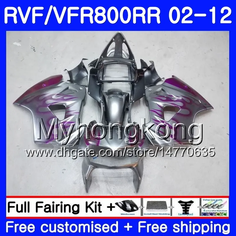 Kit Purple flames For HONDA Interceptor VFR800RR 02 08 09 10 11 12 258HM.26 VFR 800RR 800R VFR800 RR 2002 2008 2009 2010 2011 2012 Fairing