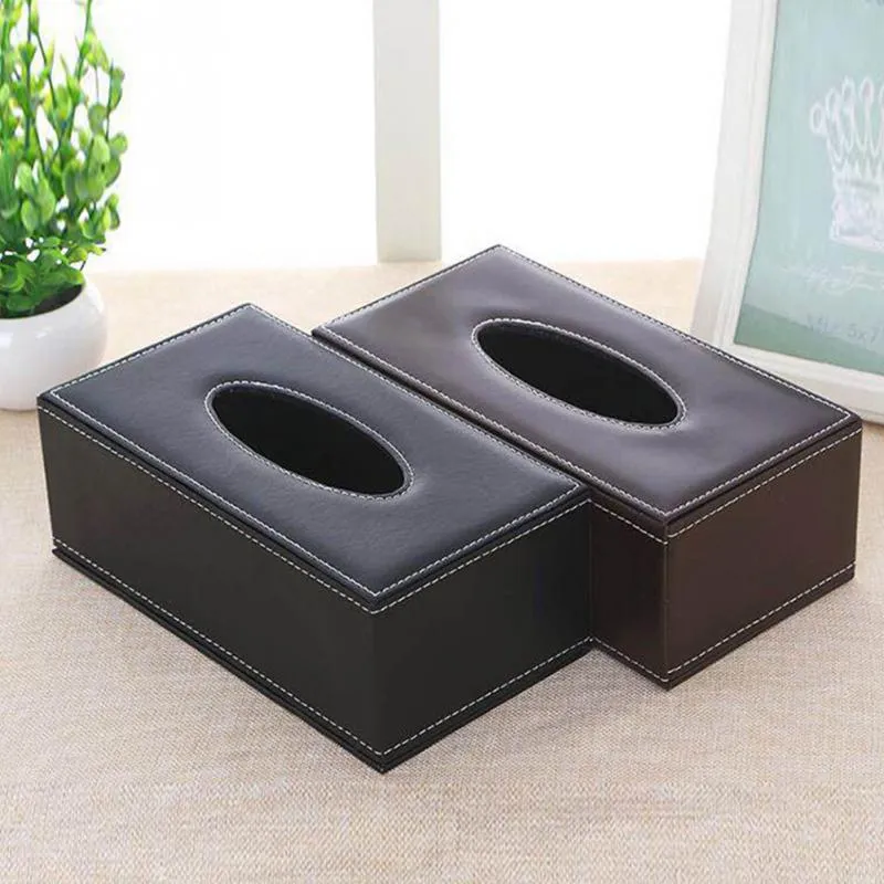 Large Antimoisture PU Leather Tissue Paper Organizer Holder