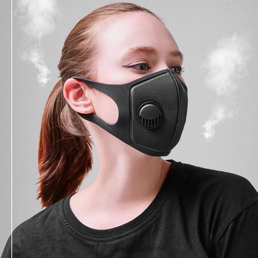 في المخزن! الغبار مصمم الوجه قناع التنفس صمام الإسفنج قناع قابل للغسل قابلة لإعادة الاستخدام مكافحة الغبار الضباب PM2.5 واقية أقنعة RRA2946