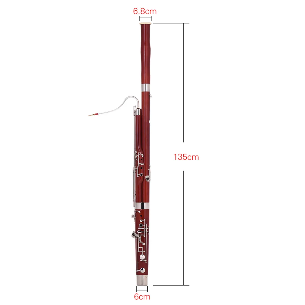 Professional C Key Bassoon Klon Drewno Ciało Cupronickel Posrebrzane Klucze Woodwind Instrument DHL Darmowa szybka wysyłka