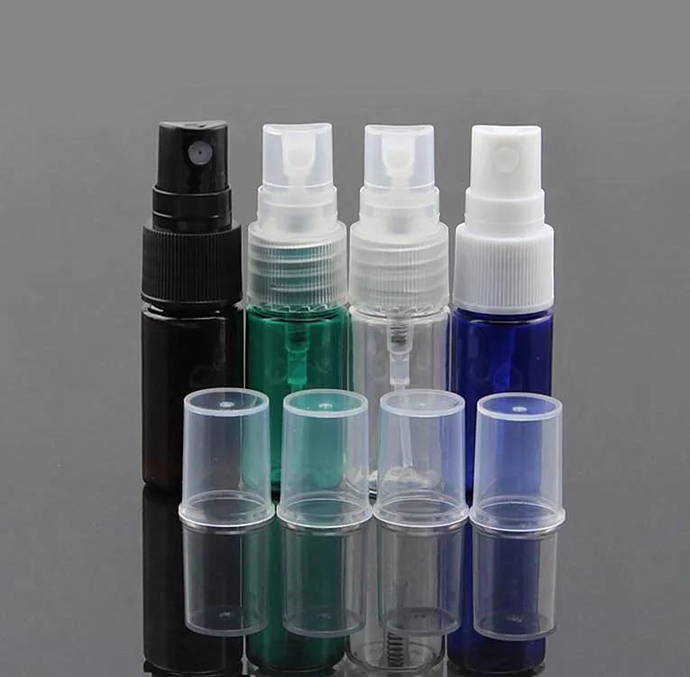 Wholesale- Hot Sale New Small Spray Bottles Multiple Colour 50Pcs/Bag 10ml Empty Perfume Cosmetic PET Atomizers