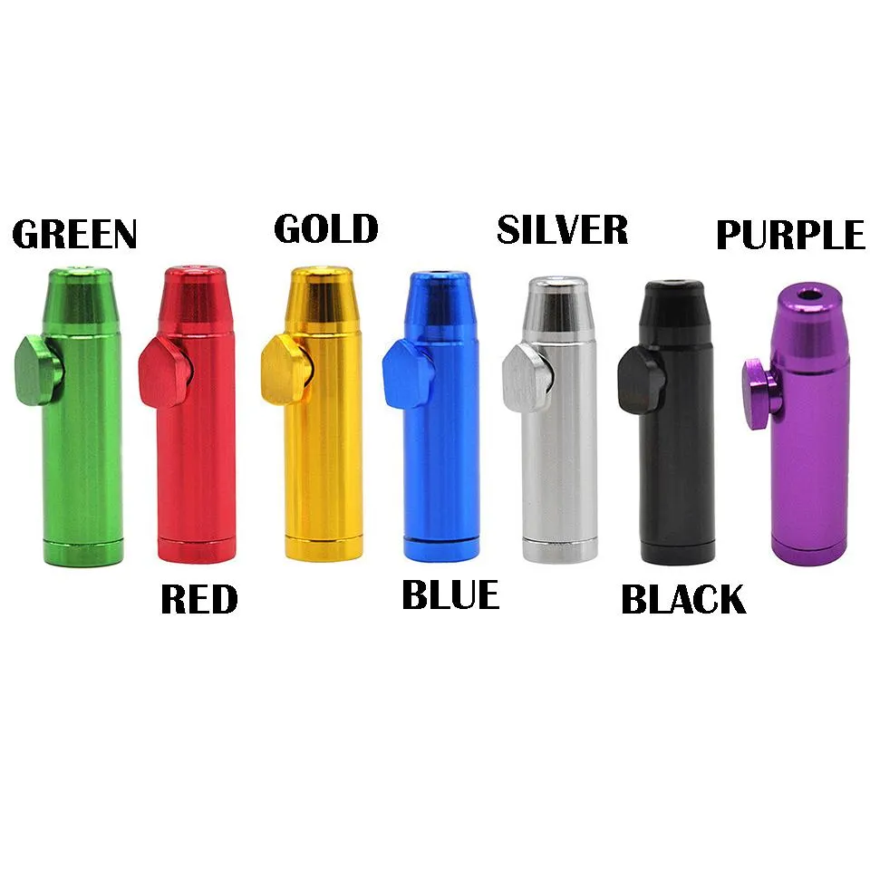 Bullet Rocket Shape Snuff Snorter Pipe Aluminum Alloy Metal Sniff Dispenser Nasal Tube Sniffer Snort Tobacco Herb Straw Pipes Smoking Accessories