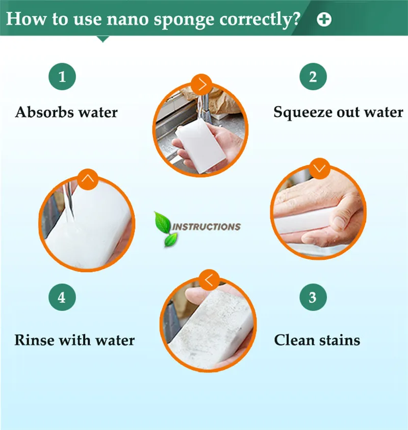 Cleaning Nano Sponges Eraser 100pcs Pack Premium Melamine Sponge Scrub Pads for Kitchen Household Cleaning214P