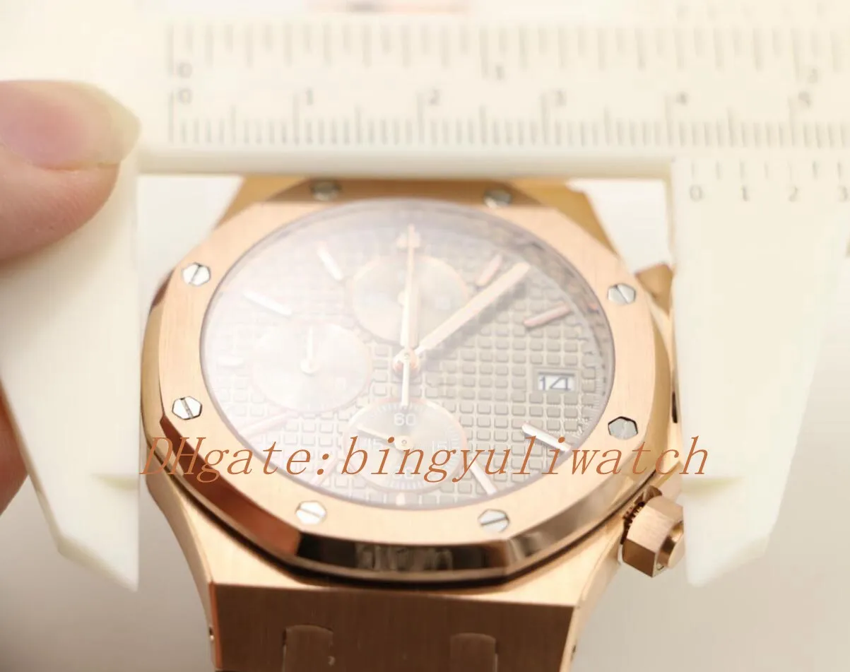 Luxury Factory 2019 Top Sell Top Quality 42mm All Rose Gold Mens Watches Quratz Chronograph Chrono Work Wristwatch318Q