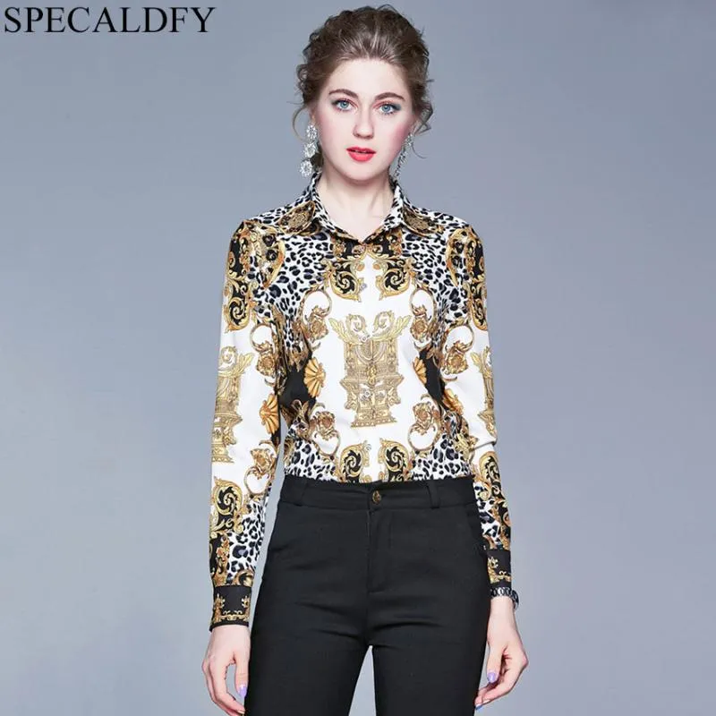 2020 Spring Shirts met lange mouwen Dames Turn Collar Luxe Print Designer Runway Tops Blouses Casual Shirt Blusa Mujer