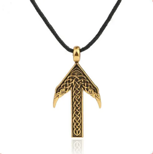 Bijoux Vintage pour hommes, pendentif amulette Viking Rune flèche, collier Talisman nordique