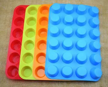 DIY silicone cupcake Mold 24 cups creative cake Mould non-stick 4 colors cupcake modelling tools