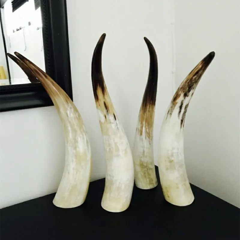 1:1 Natural Genuine horn ornaments single yellow single horn horn of Africa more than 40cm-60cm