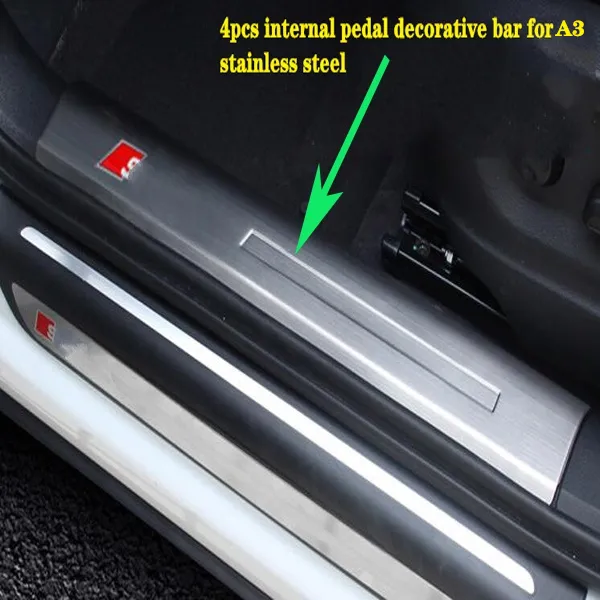 High quality 304#Stainless steel 4pcs internal car door Sills scuff footplate,guard plate,pedal protection bar for A3,A4L,Q3,Q5,Q5L,Q73242628