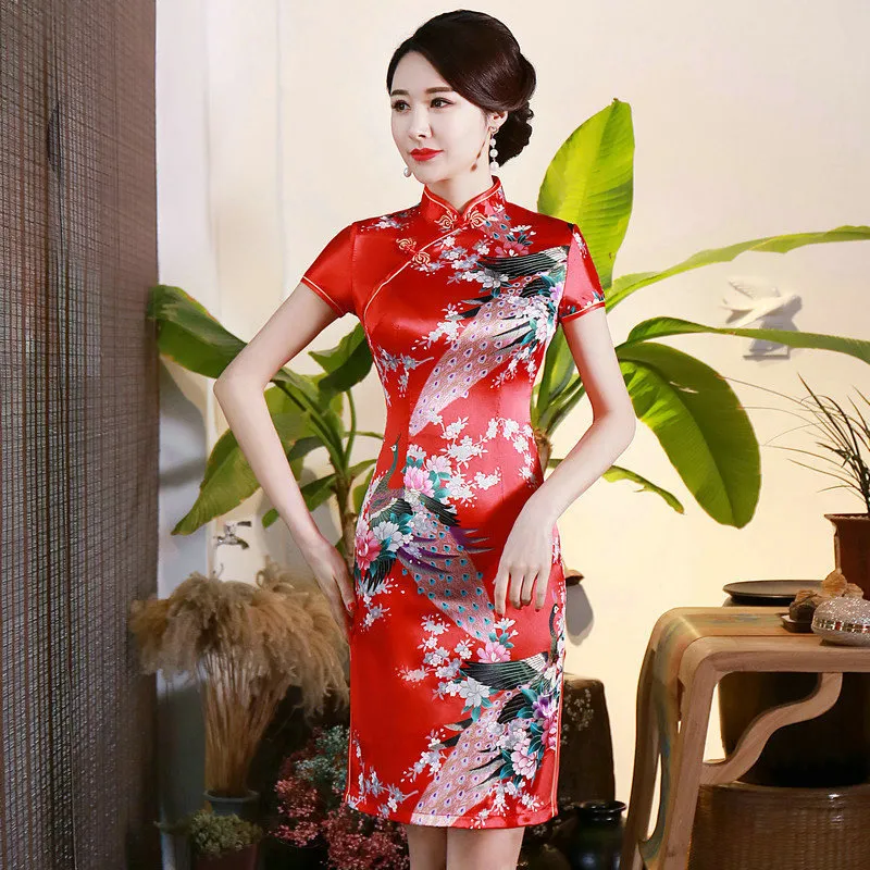 Fashion Women's Mini Cheongsam New Arrival Chinese Style Summer Short Qipao Dress Vestido Size S M L XL XXL XXXL