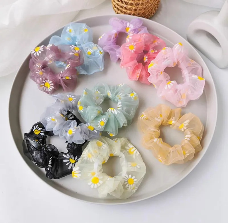 Chouchous Hairband Daisy Hair Ties Corde Floral Girl Bandeau Fleur Femmes Porte-queue De Cheval Accessoires De Cheveux D'été 10 Designs DW5500