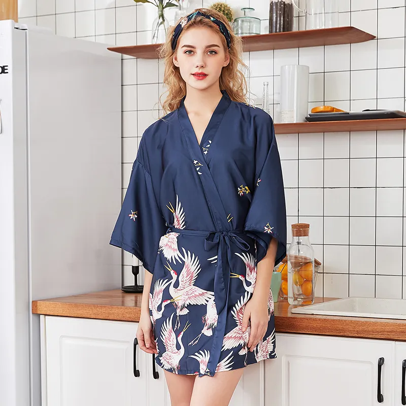 Women's Sexy Kimono Lingerie Pink Blossom Pattern Mini Kimono Dress  Nightgown Bathrobe Short Yukata with OBI Belt (25#Black Peony) at Amazon  Women's Clothing store