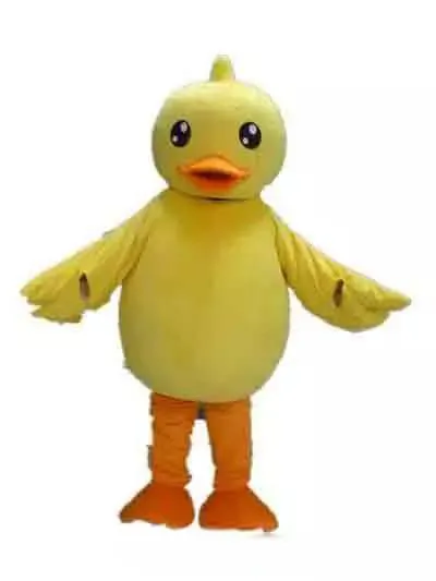 2019 Remise vente d'usine Bonne vision et bonne ventilation Costume de mascotte de canard jaune avec une grande bouche pour adulte à porter