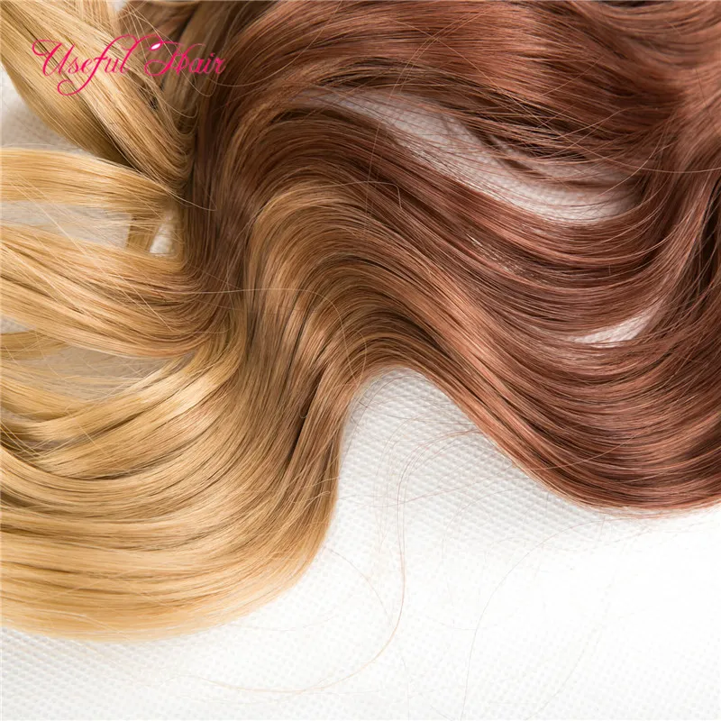 Clips dans les extensions de cheveux brun blond met en évidence la couleur mélangée tressage synthétique cheveux raides 250gram synthétique tressage pinces à cheveux