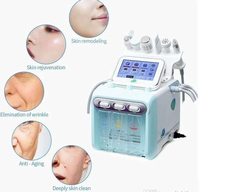 携帯6 in 1 Hydro Peel Microdermabrasion HydraフェイシャルヒドラルディープクリーニングRFフェイスリフトスキン締め付けスパ美機用家庭用