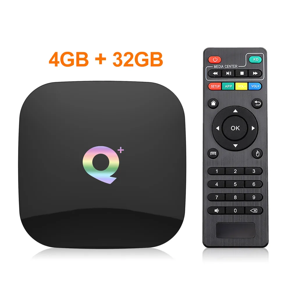 Plus Q Smart Android 9.0 TV 4 GB RAM 32 GB/64G ROM Quad Core H.265 USB3.0 2.4G Zestaw WIFI TOP Box 4K TVbox PK H96/X96 Max Uad Box