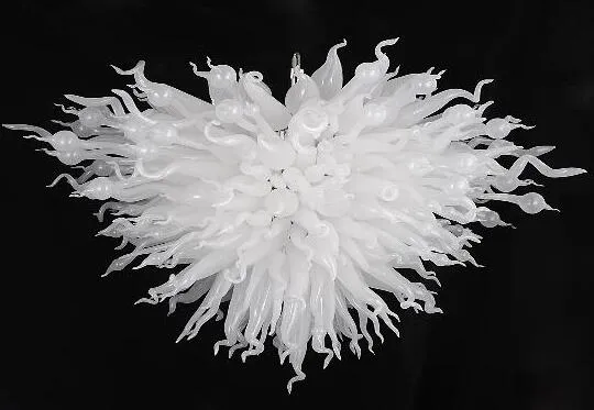 Lampen 100% Mondgeblazen CE UL Borosilicaat Murano Glas Crystal Kroonluchters Moderne Kunst Uitstekende witte LED-verlichting Woonkamer Kroonluchter