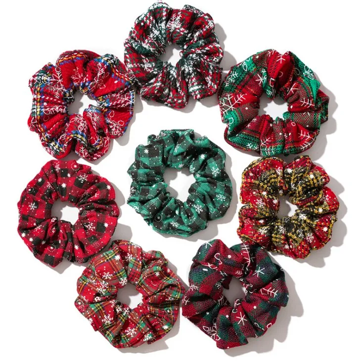 2020 Feliz Navidad diadema elástica Scrunchies mujeres bandas elásticas para el cabello niñas lazos para el cabello accesorios para el cabello a rayas