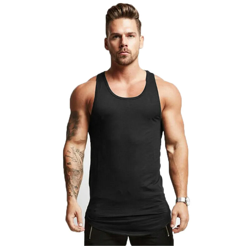 Men Tank Top Sleeveless Muscle T-Shirt Plain A-Shirt Hip Hop GYM Bodybuilding