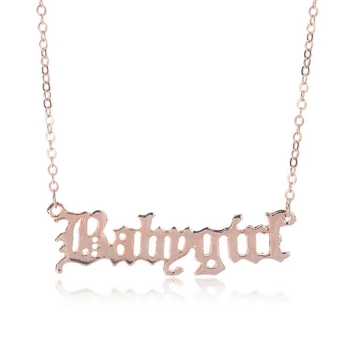 Gold Tone Baby Girl Text Necklace – AEJewellery
