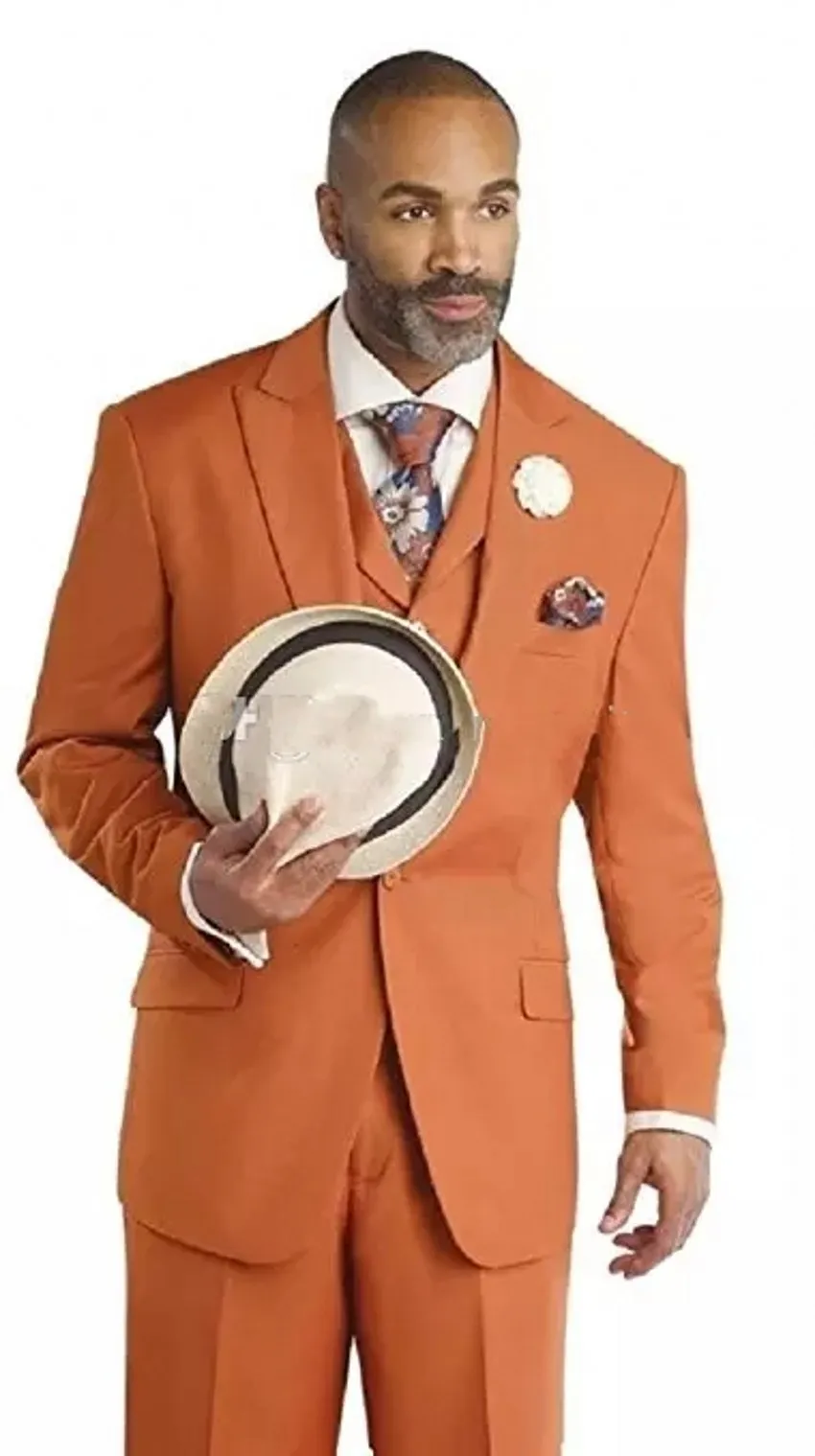 Classique Designe Orange Groom Smokings Hommes Mariage Smokings Excellent Hommes Dîner D'affaires Dîner De Prom Blazer 3 Pièce Costume (Veste + Pantalon + Cravate + Gilet) 826