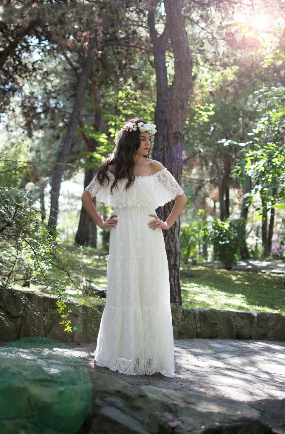 Beach Bohemian Country Full Lace Wedding Dresses 2019 Plus Size Boho Bridal Gowns Vestidos De Novia Wedding Gowns A Line Off the Shoulder