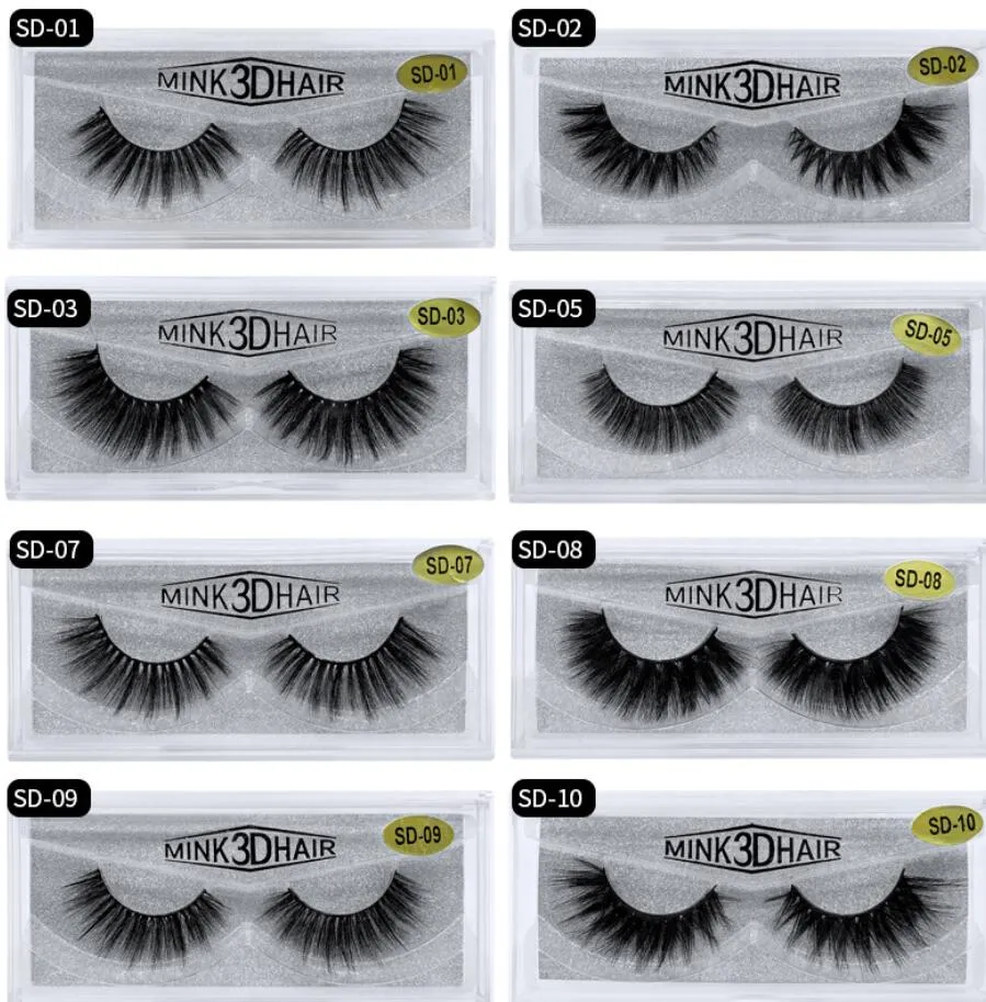 3D Mink Eyelashes Messy Eye Lash Synthetic Fiber Extension Sexy Full Strip Washes Dramatische lange pluizige wimpers 20 stijlen